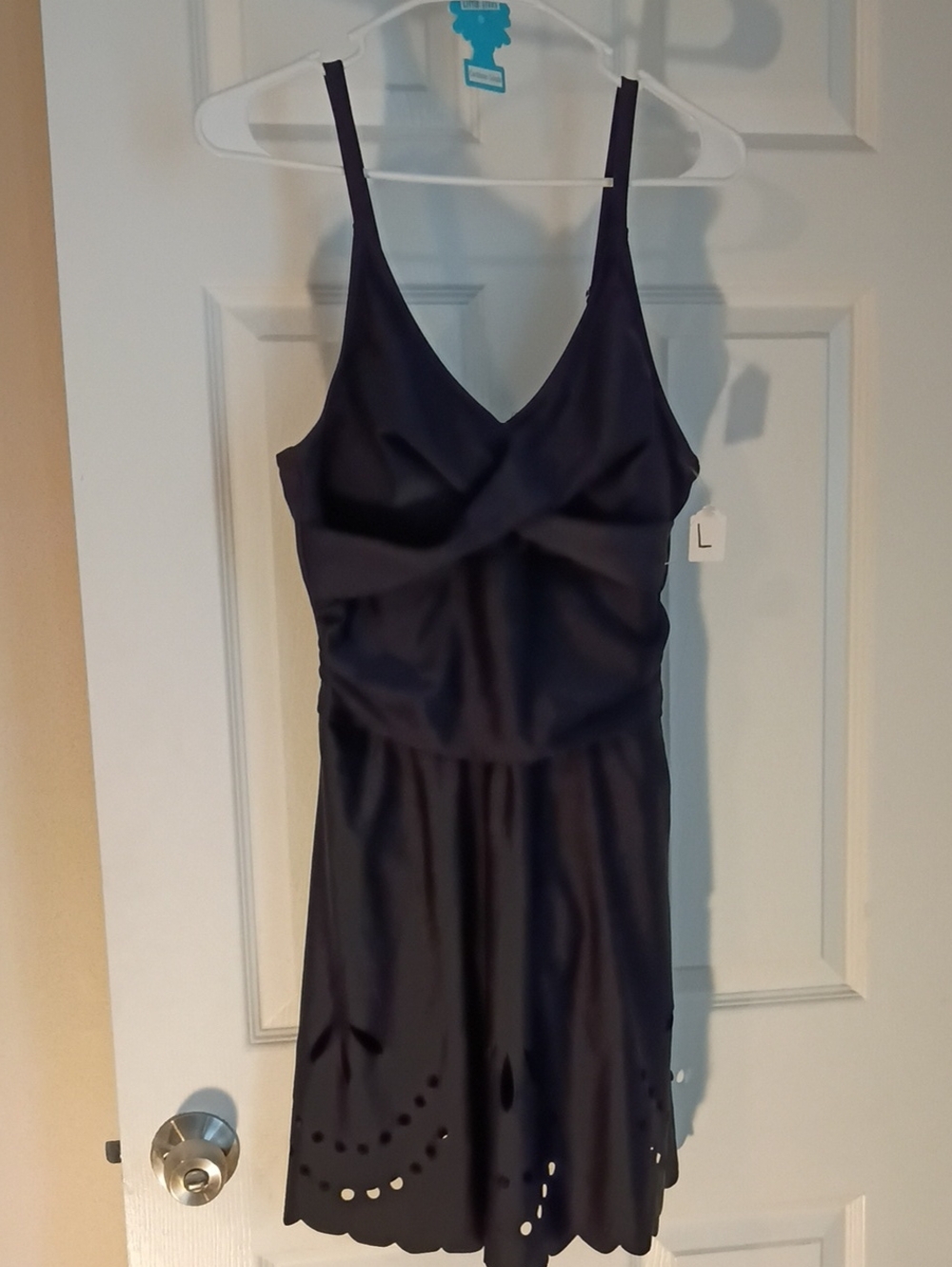 Black Spaghetti Strap Scalloped Hem Bathing Suit